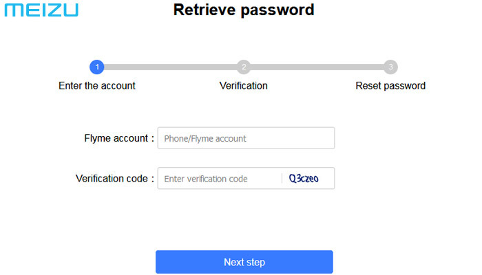 Recovering a forgotten Flyme account password