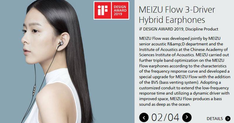 Meizu Flow 3-Driver Hybrid Earphones iF Design Award 2019