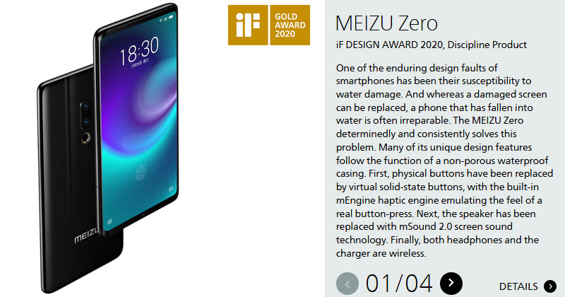 Meizu Zero iF Gold Award 2020
